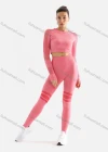 Wholesale Women's 2 Piece Workout Outfits Sports Long Sleeve Seamless Leggings Yoga Gym Activewear Set AB26# - Liuhuamall