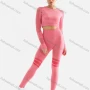 Wholesale Women's 2 Piece Workout Outfits Sports Long Sleeve Seamless Leggings Yoga Gym Activewear Set AB26# preview