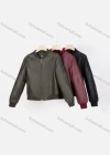 Wholesale Women's Casual Stand Collar Long Sleeve Zipper Plain Leather Bomber Jacket - Liuhuamall