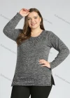 Wholesale Women's Elegant Round Neck Long Sleeve Floral Embroidery Slit Hem Knit Top - Liuhuamall