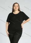 Wholesale Women's Plus Size Round Neck Short Sleeve Embroidery Casual Top - Liuhuamall