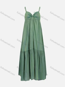 Wholesale Women's Sexy Plain Spaghetti Strap Pleated Maxi Cami Dress DJ02#, LIUHUA CLOTHING WHOLESALE