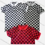 Wholesale Men's Short Sleeve Button Front Checkerboard Print Polo Shirt preview