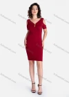 Wholesale Women's Casual V Neck Short Sleeve Button Decor Plain Dress - Liuhuamall