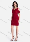 Wholesale Women's Casual V Neck Short Sleeve Button Decor Plain Dress - Liuhuamall