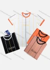 Wholesale Men's Short Sleeve Vertical Stripe Letter Print T-Shirt - Liuhuamall