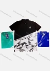 Wholesale Men's Short Sleeve Button Front Splicing Graphic Polo Shirt - Liuhuamall