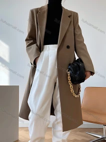 Wholesale Women's Plain Lapel Long Sleeve Mid Length Suit Coat, LIUHUA CLOTHING WHOLESALE