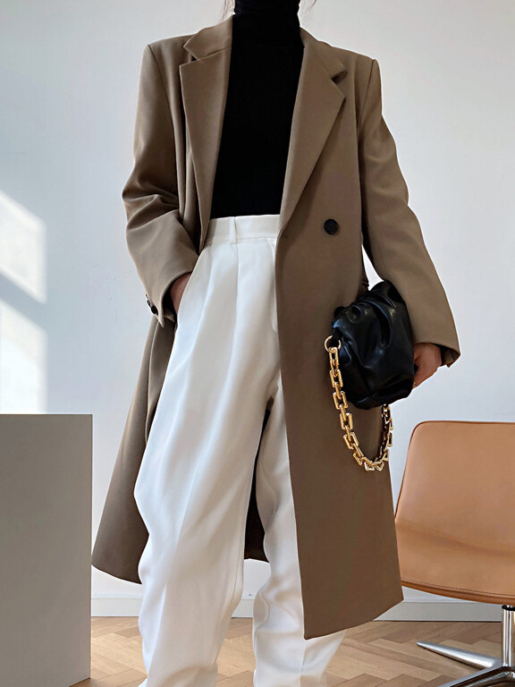 Women's Plain Lapel Long Sleeve Mid Length Suit Coat, Clothing Wholesale Market -LIUHUA, WOMEN, Suits-Blazers