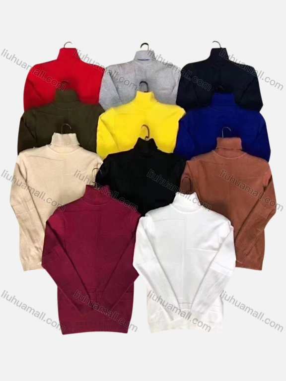 Wholesale Men's Casual Plain Turtleneck Long Sleeve Sweater