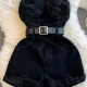 Wholesale Women's Sexy Plain Strapless Side Pockets Denim Romper With Belt Black Clothing Wholesale Market Liuhua