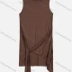 Wholesale Women's Lace Up Sleeveless Plain Ruched Casual Short Tank Dress Brown Guangzhou Clothing Wholesale Market & Suppliers -LIUHUAMALL