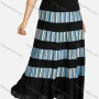 Wholesale Women's Casual Striped Patchwork Elastic Waist Ruffled Hem Pleated Maxi Skirt preview
