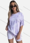 Wholesale Women's Casual Tie Dye Round Neck Tee & Shorts 2 Piece Set 211050# - Liuhuamall