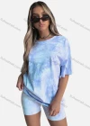 Wholesale Women's Casual Tie Dye Round Neck Tee & Shorts 2 Piece Set 211050# - Liuhuamall