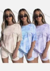 Wholesale Women's Casual Tie Dye Round Neck Tee & Shorts 2 Piece Set 211050# - Liuhuamall