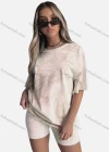 Wholesale Women's Casual Tie Dye Round Neck Tee & Shorts 2 Piece Set 211050# - Liuhuamall