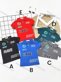 Wholesale Boys Casual Short Sleeve Letter Graphic Button Front Polo Shirts, LIUHUA CLOTHING WHOLESALE