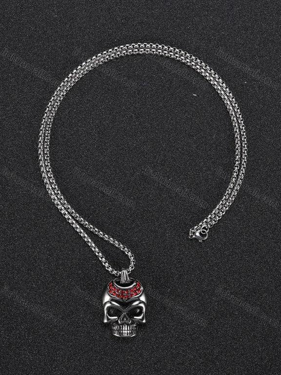 Wholesale Stainless Steel Skull Carved Necklace SP0868#