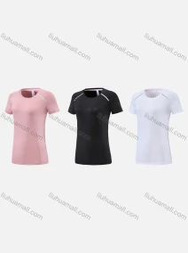 Wholesale Women's Casual & Athletic Workout Plain Round Neck Short Sleeve Tee WT21622#, LIUHUA CLOTHING WHOLESALE