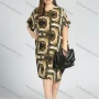 Wholesale Women's Round Neck Short Sleeve Folkloric Print Plus Midi Dress preview