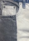Wholesale Women's Fashion Colorblock Splicing Frayed Raw Hem Distressed Pockets Denim Shorts 3291# - Liuhuamall