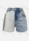 Wholesale Women's Fashion Colorblock Splicing Frayed Raw Hem Distressed Pockets Denim Shorts 3291# - Liuhuamall