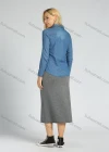 Wholesale Women's Denim Long Sleeve Flap Pockets Top Button Down Shirt - Liuhuamall