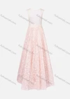 Wholesale Women's Elegant Sleeveless Double V Neck Lace Appliques Maxi Evening Dress - Liuhuamall