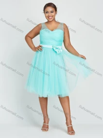 Wholesale Women's Elegant Sleeveless V Neck Mesh Bowknot Dress, LIUHUA CLOTHING WHOLESALE