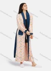 Wholesale Women's Soft Long Sleeve Open Front Cartoon Print Patch Pocket Maxi Lounge Nightgown With Tie Belt - Liuhuamall