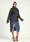 Wholesale Women's Plus Size Long Sleeve Button Down Flap Pockets Denim Casual Shirt - Liuhuamall