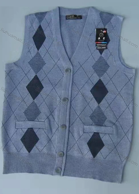 Wholesale Men's Casual Sleeveless Argyle Print Button Down Knit Sweater Vests