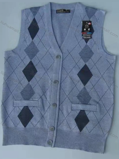 Wholesale Men's Casual Sleeveless Argyle Print Button Down Knit Sweater Vests