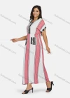 Wholesale Women's Plus Size Short Sleeve V Neck Striped Colorblock Maxi Dress - Liuhuamall