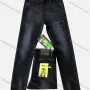 Wholesale Men's Casual Button Pockets Labelled Frayed Plain Thick High Stretch Jean 2605# preview