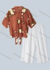 Wholesale Women's Vacation Linen Shirt Half Sleeve Floral Print Top 2 Piece Set - Liuhuamall