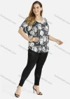 Wholesale Women's Elegant Guipure Lace Floral Print V Neck Short Sleeve T-Shirt - Liuhuamall