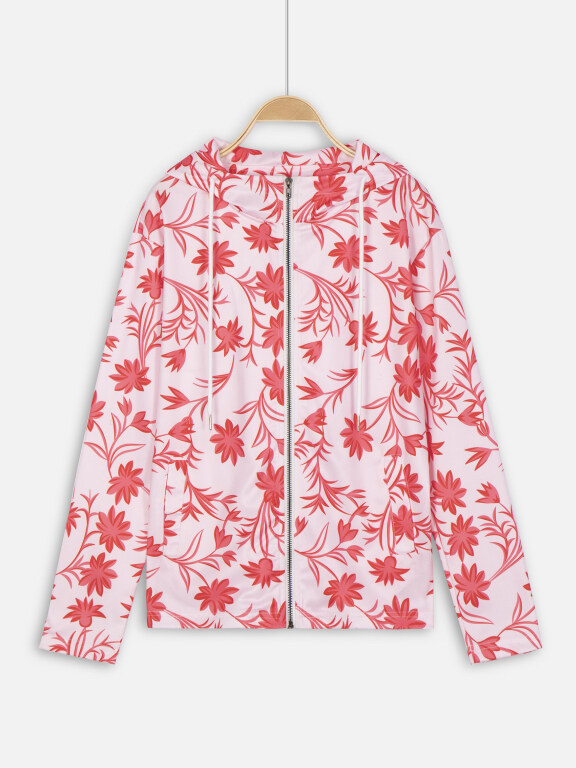 Women's Spring/Fall Floral Print Drawstring Hoodie Jacket, Clothing Wholesale Market -LIUHUA, Jackets