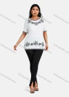 Wholesale Women's Elegant Round Neck Floral Embroidery Short Sleeve T-Shirt - Liuhuamall