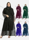 Wholesale Women's Elegant Bell Sleeve Belted Sequin Translucent Cover Up Cardigan With Scarf - Liuhuamall