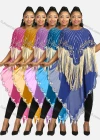 Wholesale Women's Muslim Sequin Scallop Edge Pullover Triangular Hem Sheer Mesh Cover Up Cloak - Liuhuamall