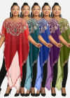 Wholesale Women's Arabic Dubai Glamorous Triangle Hem Muslim Islamic Sequin Mesh Translucent Cover Up Cloak - Liuhuamall
