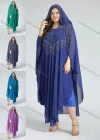 Wholesale Women's Islamic Muslim V-Neck Long Sleeve Arabic Dubai Rhinestone Cover Up Modest Pearl Decor Cloak With Scarf - Liuhuamall