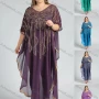 Wholesale Women's Arabic Dubai VNeck Half Sleeve Muslim Islamic Seuqin Maxi Cover Up Dress preview