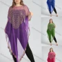 Wholesale Women's Arabic Dubai Glamorous Sequin Translucent Triangle Hem Muslim Islamic Cover Up Cloak preview