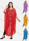 Wholesale Women's Muslim Islamic Floral Sequin Triangular Hem Arabic Dubai Sheer Mesh Cover Up Dress - Liuhuamall