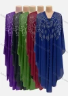 Wholesale Women's Muslim Islamic Glamorous Folk Art Beaded Arabic Dubai Rhinestone Cover Up Kaftan Dress - Liuhuamall