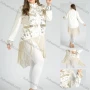 Wholesale Women's Plus Size Stand Collar Zip Sequin Glitter Tassel Hem Jacket preview