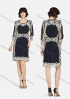 Wholesale Women's Crew Neck Causal 3/4 Sleeve Embroidery Lace Dress - Liuhuamall